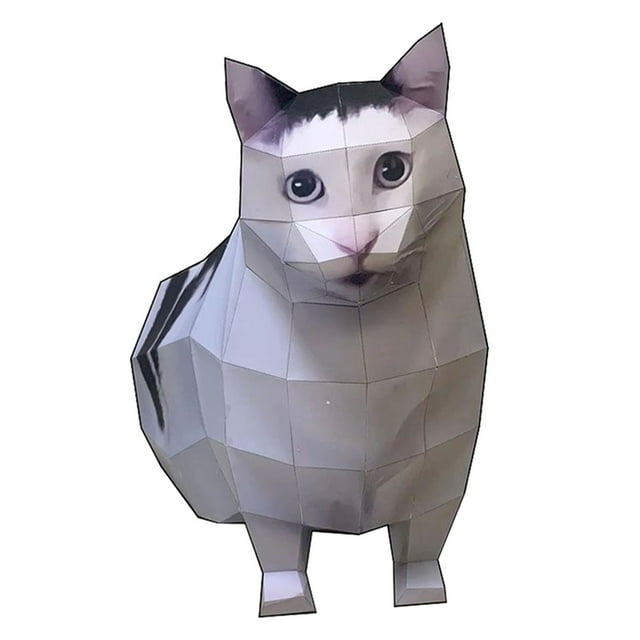 Desktop Ornament for Living Room Cat Papercraft Life Scale 3D Paper Decorative Craft by Cat Theme and Handmade for Desk Display