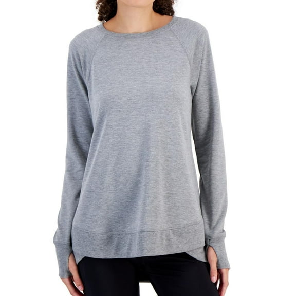 Ideology Womens Heathered Tunic Blouse, Grey, Small