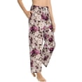 thumbnail image 2 of Uemuo Rose Flowers Pattern Women's Wide Leg Palazzo Lounge Pants with Pockets Light Weight Loose Comfy Casual Pajama Pants-X-Large, 2 of 9