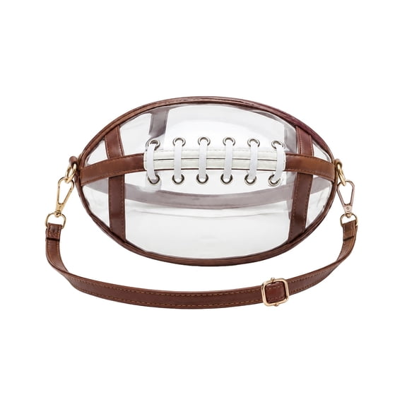 Clear Football Bag for Stadium Events, Crossbody Purse with Shoulder Strap,Game Day Bag for Concerts Sports Games,Brown