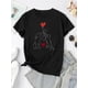 thumbnail image 3 of Women's Casual Cat & Dog Love Balloon Graphic Tee - Comfy Crew Neck Short Sleeve T-Shirt, Perfect for Summer, 3 of 8