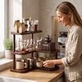 thumbnail image 6 of Tepsmf L Shaped Wooden Multi Tier Corner Shelf Desktop Organizer for Cosmetics Kitchenware and Tea Cups Display, 6 of 6