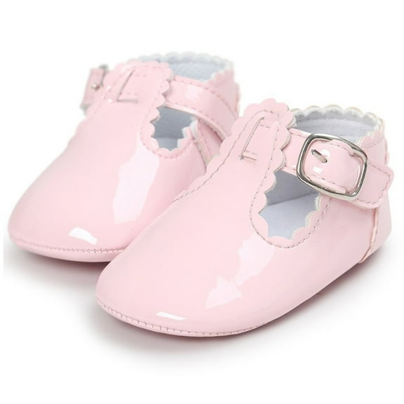 Baby Girls Mary Jane Flats Shoes with Non-Slip Soft Sole Toddler First Walkers Newborn Princess Dress Shoes Light Baby Sneaker Shoes