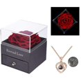 thumbnail image 3 of Preserved Real Rose with Love You Necklace in 100 Languages Gift Set, Enchanted Real Rose Flower(Wine Red Rose), 3 of 4