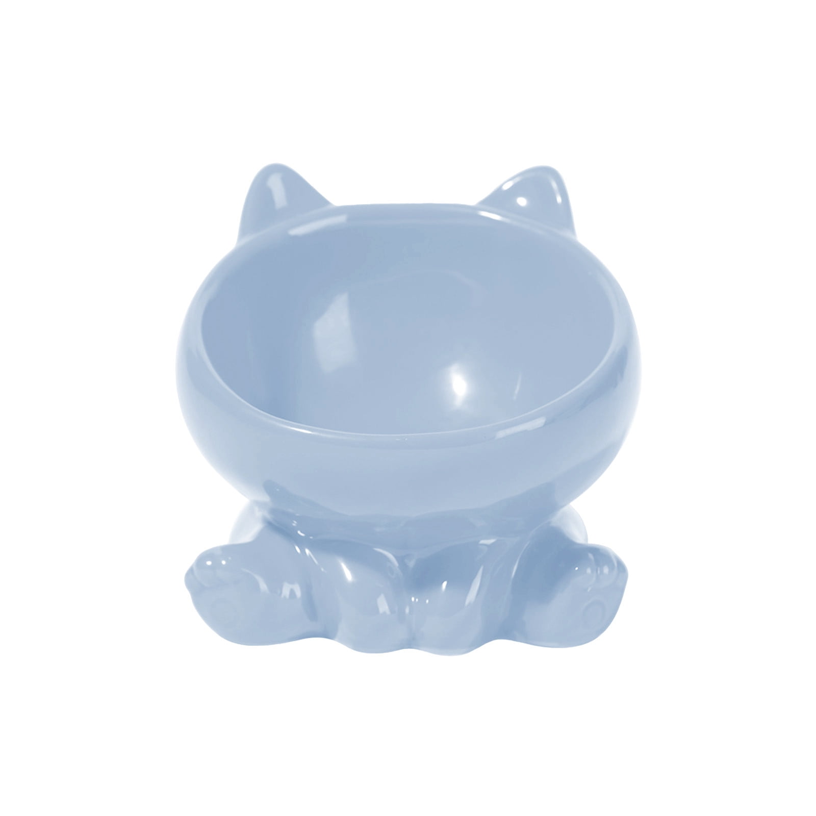 Ceramic Elevated Cats Bowls, 5.1x4.3inch Extra Wide Raised Cat Feeder, Anti Vomiting & Protect Pet's Spine, Feeder Dish for Indoor Kitty and Small Dogs(Blue)