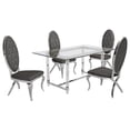 thumbnail image 1 of 5pc. 68 "x 40" Ensemble de Dînette en Verre avec 4 Chaises et Acier Inoxydable Argenté, 1 of 3