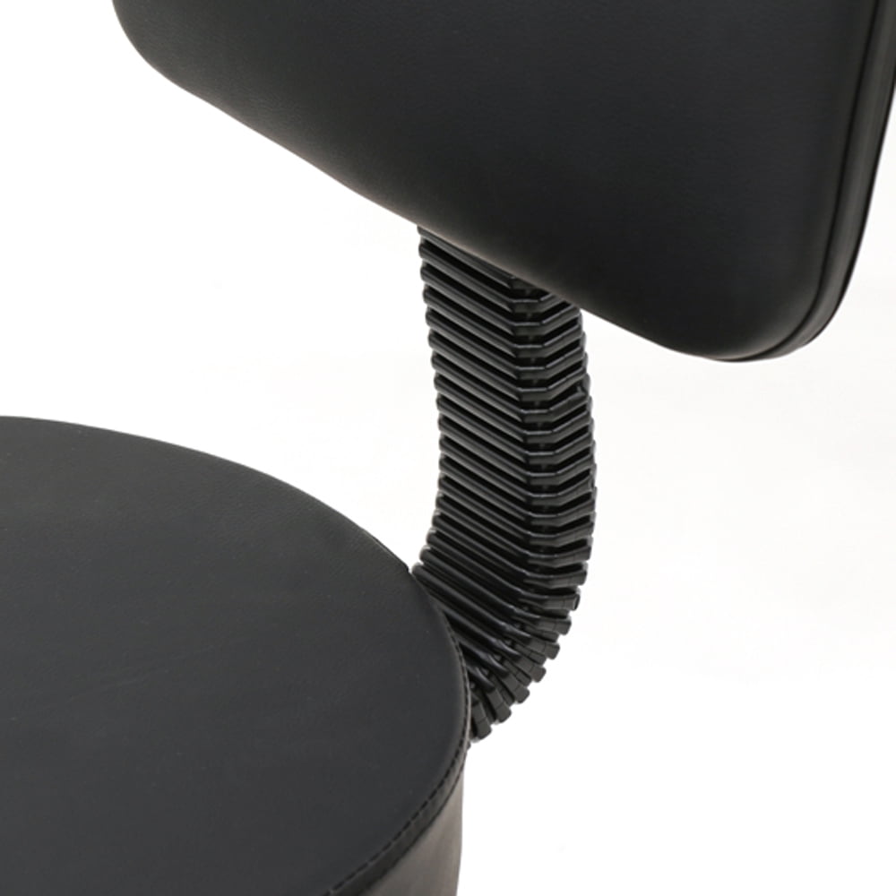 Salon Stool Round Shape Adjustable with Back, Black