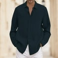 thumbnail image 3 of PEASKJP Dress Shirt for Men Winter Mens Long Sleeve Shirt Button Down Winter Tops (Navy,3XL), 3 of 4