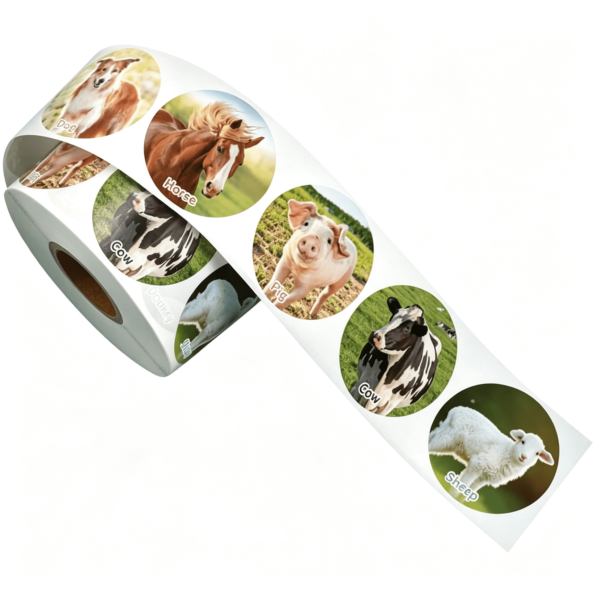 CCOCC 600Pcs Farm Animal Stickers,8 Design Realistic Animal Roll Stickers Barnyard Friends Theme Label Pasters Decals Teaching Supplies for Kids Classroom Home Rewards Party Favor Gift,1.5 Inch