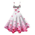 thumbnail image 3 of Valentines Day Cocktail Women's Dress Vintage Sleeveless Heart Print Swing A Line Dress White M, 3 of 4