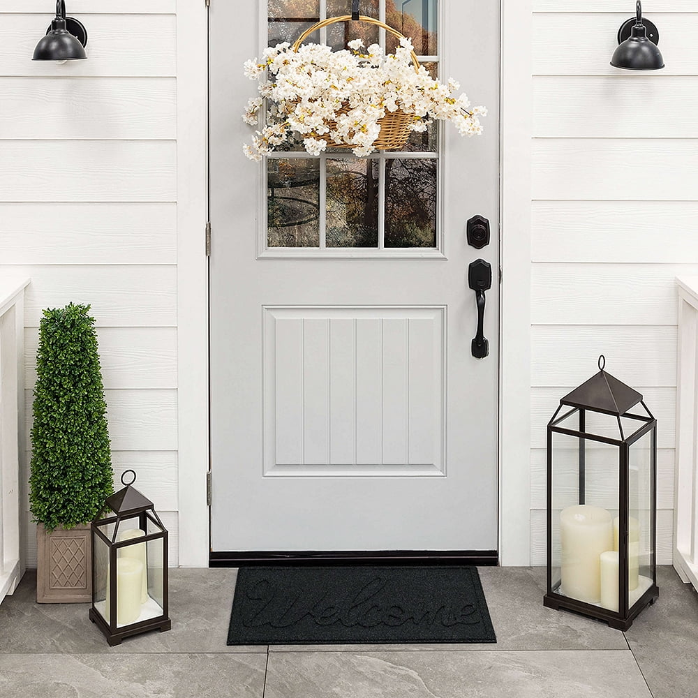 Mohawk Home Big Welcome Impressions Outdoor Polyester Door Mat, Onyx, 1' 6" X 2' 6"