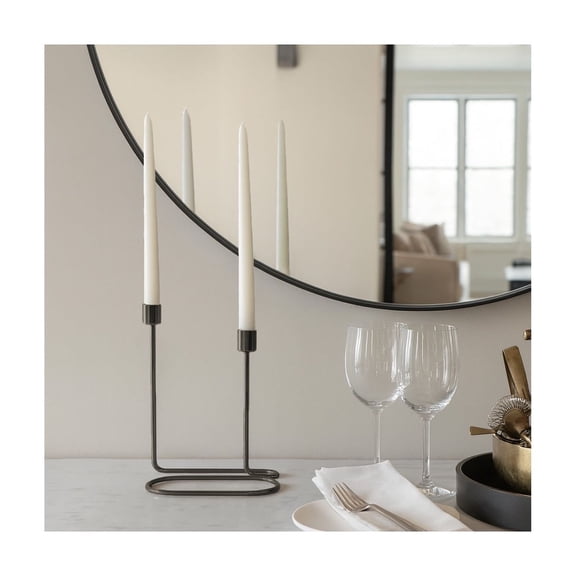 Decorative Taper Candle Holders for Living Home Decor – Swirl Candle Holder Centerpieces for Table, Office or Mantel – Metal Taper Candlestick Holders for a Warm Glow in Living Room - 8" Black