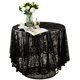 thumbnail image 1 of Nvzi Mantel de encaje negro bordado con elegantes patrones florales, mantel redondo superpuesto para bodas, fiestas, cenas largas, decoración del hogar (redondo-60, negro), 1 of 5