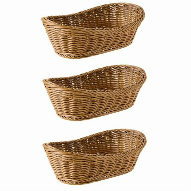 3X Mimbre Ovalado Canasta de Pan Tejido, Cesta de Almacenamiento de 10.2 Pulgadas
