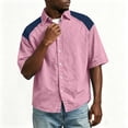 thumbnail image 4 of XuJwPNcy Mens Shirts Lightweight Color Block Button Down Shirts Casual Collared Tops Summer Classic Fit Fashion Clothes, 4 of 7