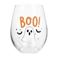 thumbnail image 2 of Halloween Drinkware, Halloween Glass, Spooky Drinkware, Halloween Party Glass, 420Ml 14Oz Clear Ghost Boo Printed Stemless Cup, 4X3.5 Inch Reusable Beverage Glass for Holiday, 2 of 5