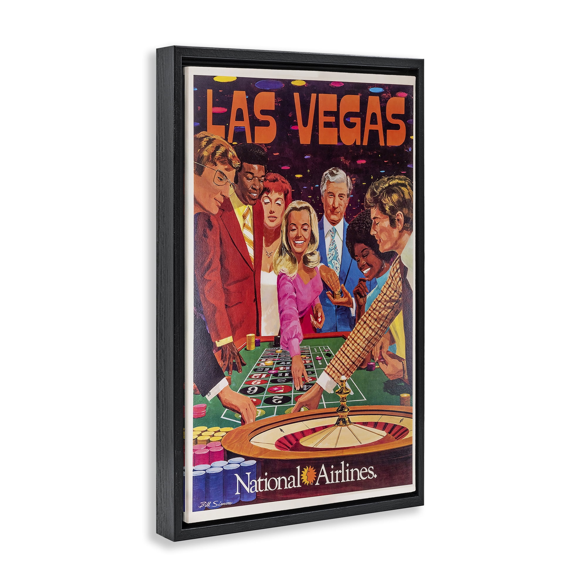 Stupell Industries Vintage Las Vegas Casino Black Framed Floater Canvas Wall Art, design by Vintage Posters