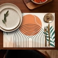 thumbnail image 5 of Orange Boho Geometric and Plant Pattern Summer Placemats Table Placemats Set Of 4-Linen Kitchen Washable Placemats Table Mats 11.8"x17.7" Non-Slip Heat Resistant, 5 of 6