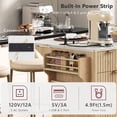 thumbnail image 6 of Fluted Kitchen Storage Island with Drop Leaf, Power Outlet, 55.5" Rolling Kitchen Cart with 4 Doors and 3 Drawers, 6 of 9