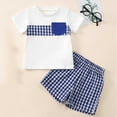thumbnail image 2 of Gubotare Toddler Outfits for Boys Color Block Boys' Shorts Set - 2 Piece Basic Short Sleeve T-Shirt and Shorts Summer Clothing Set for Boy 6 9 12 18 24 Months 2T 3T 4T (Blue,Size 18-24 Months), 2 of 3