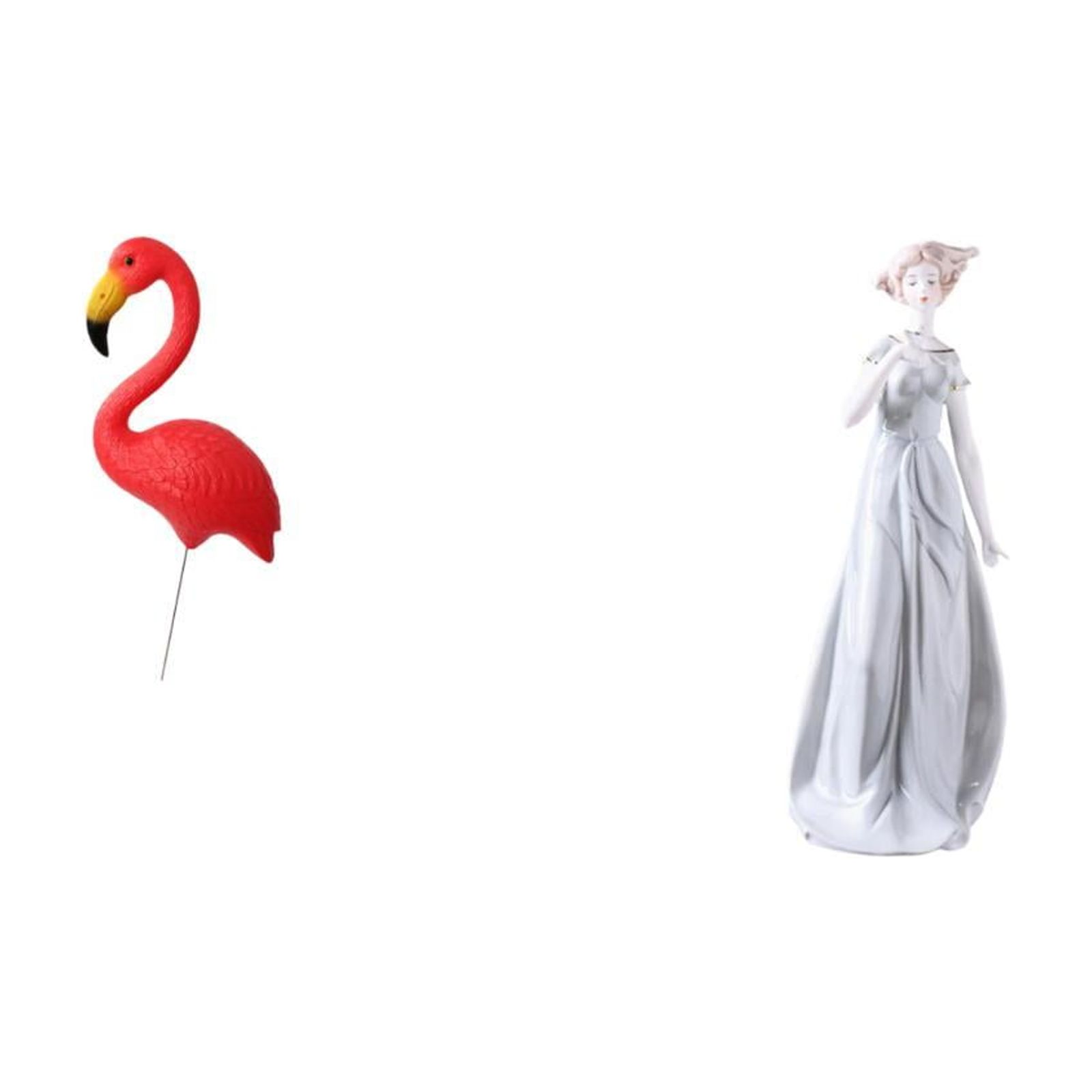 Miulika Flamingo Fairy Garden Sculpture Ceramic Porcelain Lady Statue Ornament for Holiday Spring Modern Nordic Girl Yard Art Accessories Shelf Porch Cabinet Desk Decoration