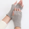 thumbnail image 3 of Women Fingerless Gloves Knitted Solid Color Half Finger Mittens Computer Gloves, 3 of 10