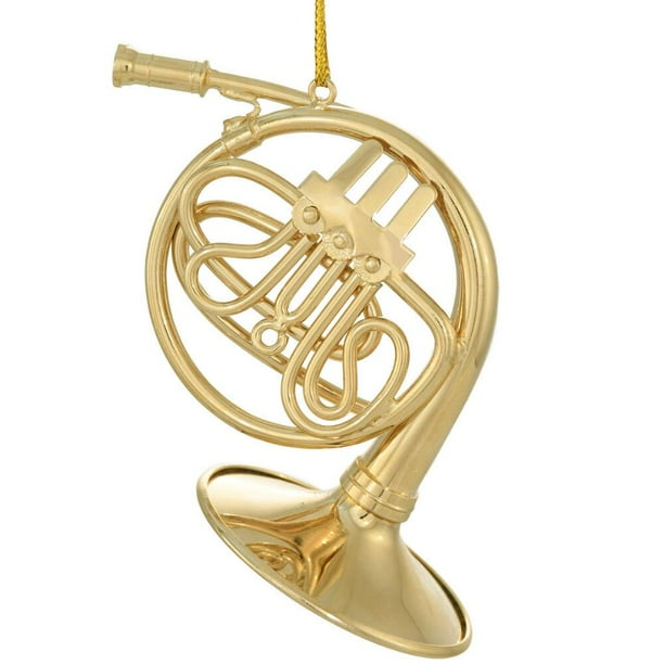 3.25 Inch Gold Metal French Horn Ornament Christmas XMas Gift Holiday