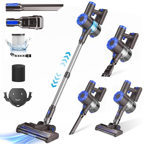 Aspiradora inalámbrica AIRDIYA, aspiradora de varilla con gran potencia de succión y batería de 2200 mAh, 8 en 1, ligera y autónoma, 35 minutos de autonomía para el hogar, suelos duros, alfombras de