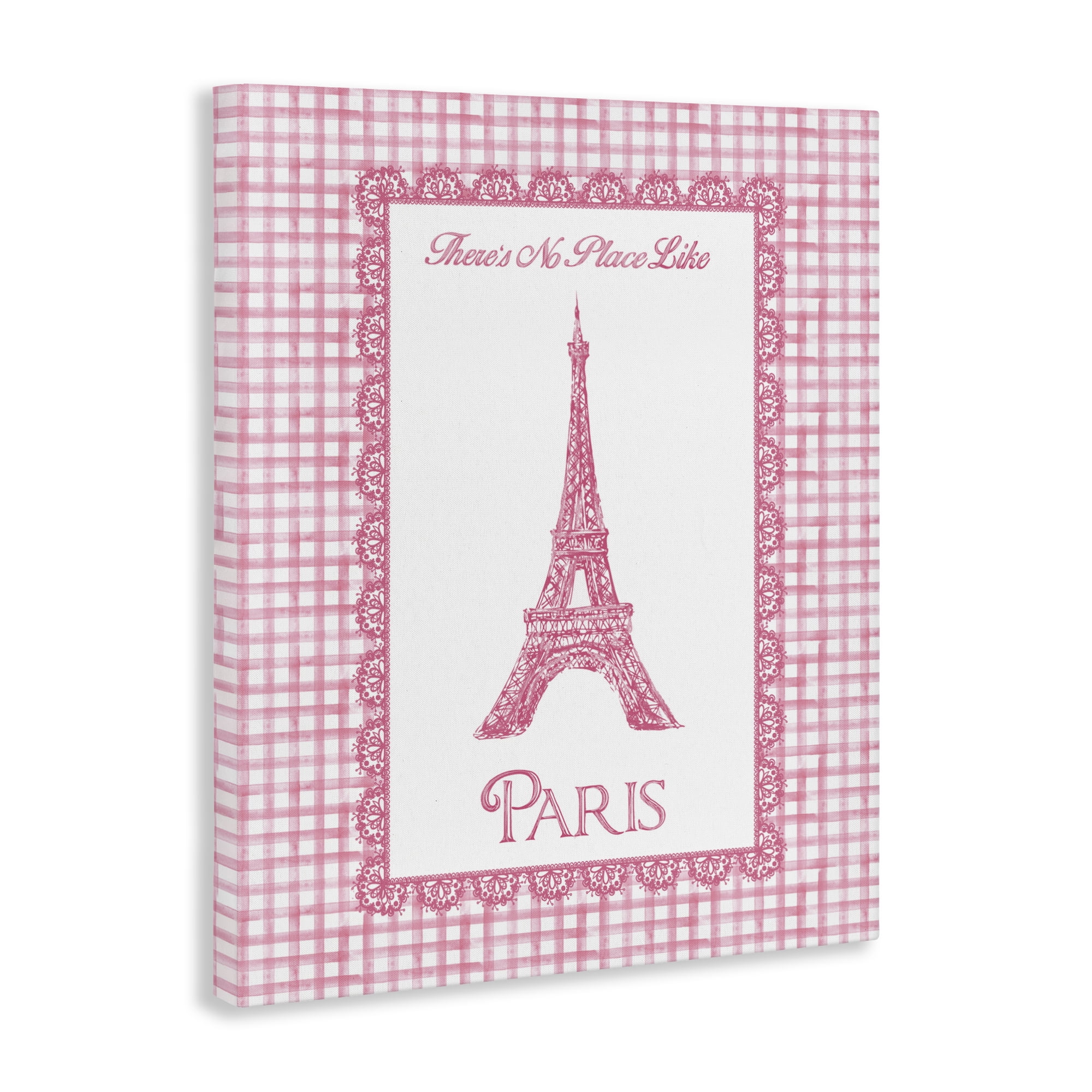 Stupell Industries No Place Like Paris Pink Lace Canvas Wall Art, design by Conrad Knutsen