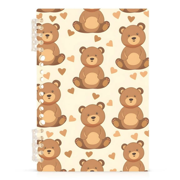 Spiral Notebooks Cute Little Bear and Heart 60 Sheets 120 Pages A5 Journal Notepad 8.3x5.7 Inch Thick Adjustable College Ruled Paper