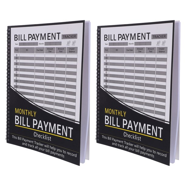 BRIGHTFUFU 2Ud Cuaderno Negro Para Organización De Finanzas Y Control De Facturas Con Resumen Mensual