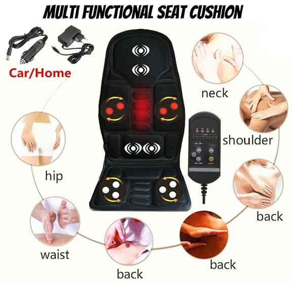 8-mode 3 Intensity Car Chair Massage Hot Pad Seat Cushion Neck Pain Lumbar Support Pad Back Multifunctional Hot Kneading Rolling Vibration Massager