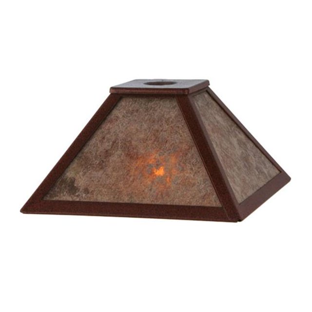 Meyda 144755 8 in. Square Mission Prime Shade, Rust & Silver Mica