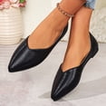 thumbnail image 2 of Flat Shoes for Women Pointed Toe Comfortable Business Casual Work Shoes Dressy Leather Slip on Comfy Footbed Walking Shoes Black Size 9, 2 of 5