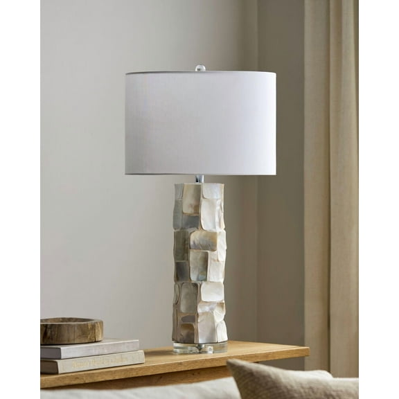 Livabliss Table Lamps, 31" Walvis Traditional Bedside Nightstand Table Lamp for Bedroom Living Room Office, Cream, Clear Body with White Shade (31"H x 16"W x 16"D)