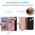 thumbnail image 2 of Dteck Wallet Case For Samsung Galaxy A20E, Matte PU Leather Case Built-in 9 Card Slots Zipper Purse Flip Cover With Hand Strap, Rosegold, 2 of 7