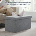 thumbnail image 4 of Ornavo Foldable Tufted Linen Large Storage Ottoman Bench Foot Rest Stool/Seat - 15" x 30" x 15"- Grey, 4 of 6