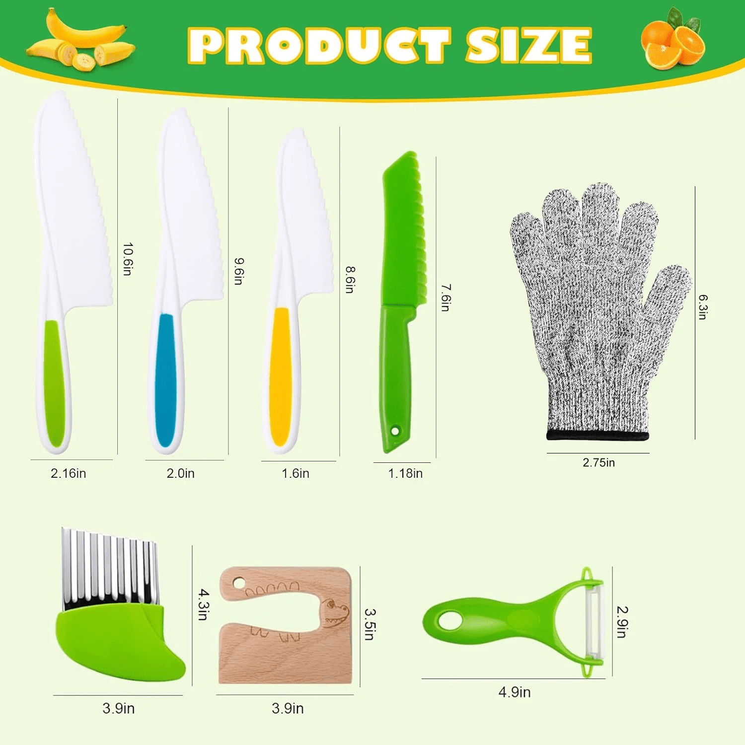 Kids Kitchen Safe Knife Tools for Real Cooking,Toddler Kitchen Tools Wooden Kitchen Knife Set with Gloves Plastic Wooden Knives, Sandwich Cutters Plastic Kid Safe Knives,8 Pcs Bread Cutter for Kids