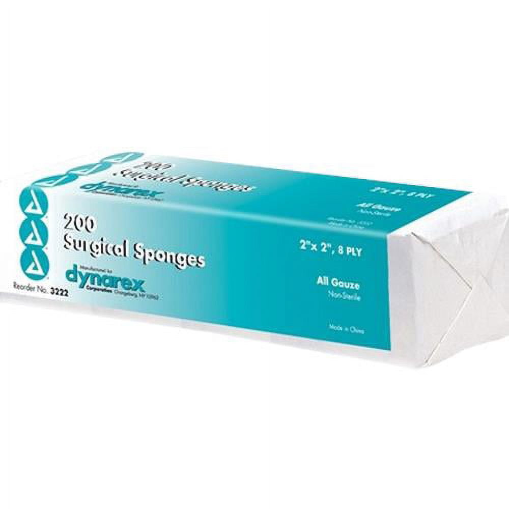 Dynarex Gauze Sponge Non-Sterile 2X2 12PLY 200 Each - (Pack of 6)