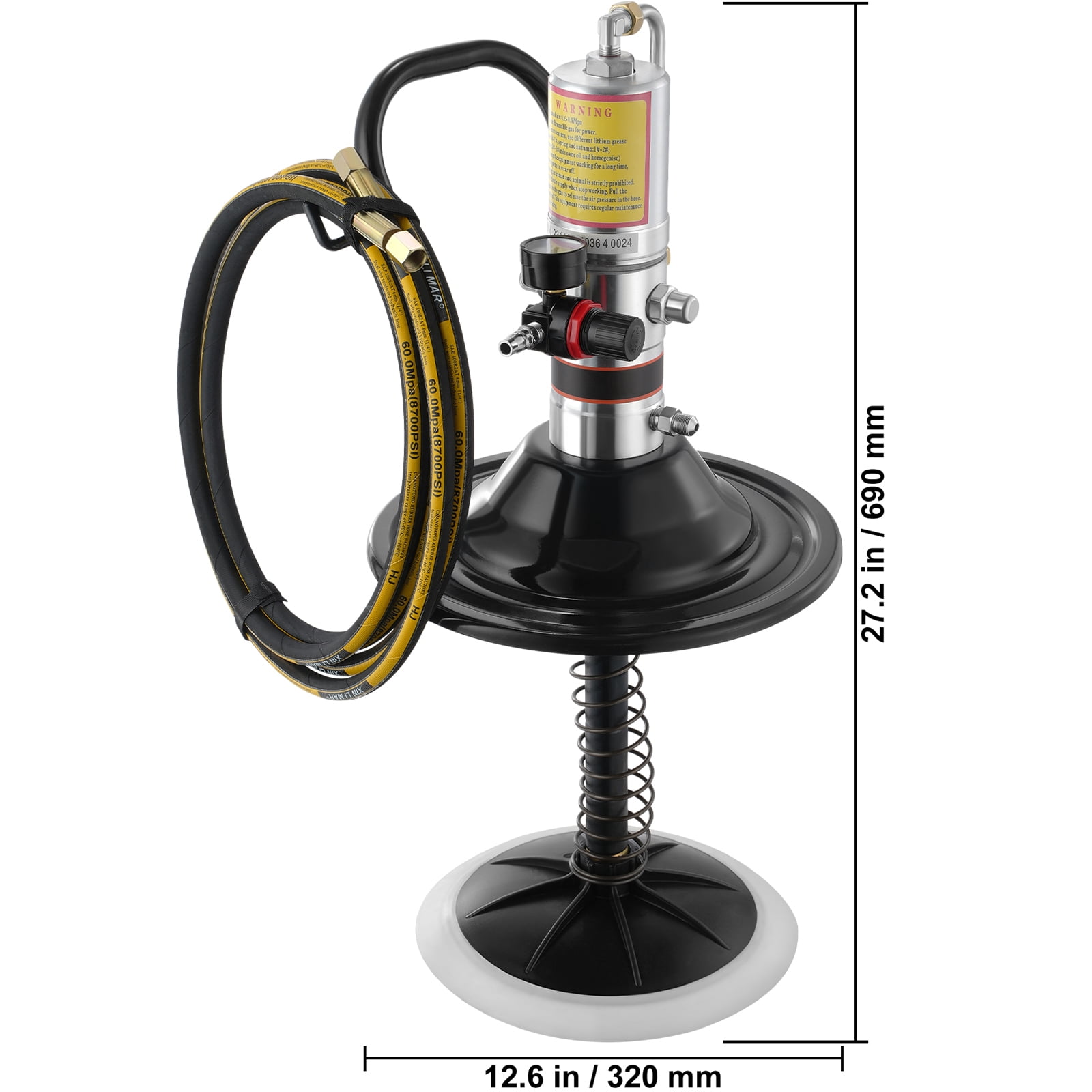 KFFKFF Grease Pump Air Operated Grease Pump 0.6-0.8Mpa 13 ft Hose with Barrel Cap