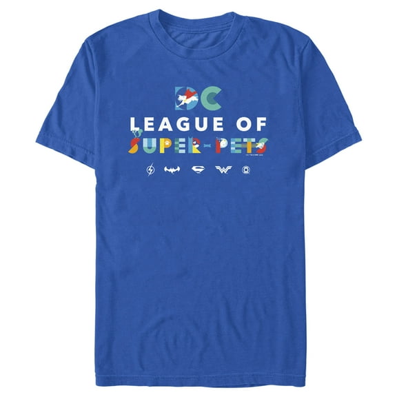 Men's DC League of Super-Pets Colorful Title  Graphic Tee Royal Blue 3X Large