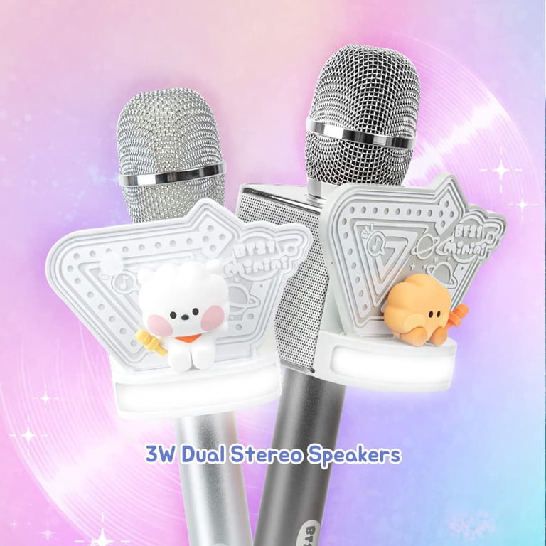 BTS Bluetooth Wireless Microphone & Speaker – Cute Character Design, 7 Color Options | Dual Speaker, 8-Hour Battery