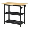 thumbnail image 1 of Pemberly Row 3-Tier Butcher Block Kitchen Prep Island with Drawer- Black Wood, 1 of 10
