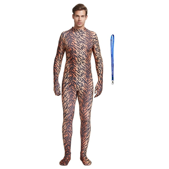 Full Bodysuit With Zipper Helper Unisex Adult Costume Without Hood Spandex Stretch Zentai Unitard Body Suit (Medium, Tiger)