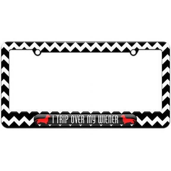 I Trip Over My Wiener, Daschund License Plate Tag Frame, Multiple Colors