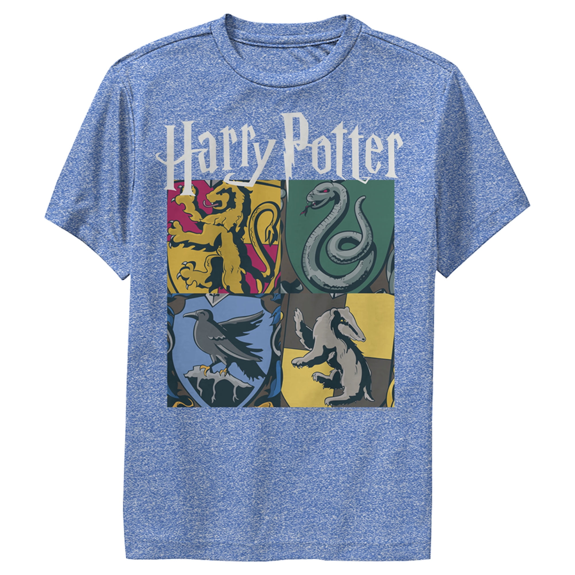 Makkelijk in de omgang lijst dichtheid Boy's Harry Potter Hogwarts Houses Vintage Collage Performance Graphic Tee  Royal Blue Heather X Large - Walmart.com