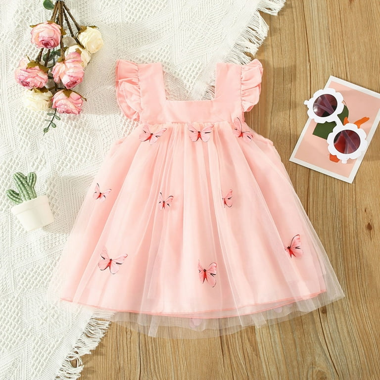 Zhuashum Easter Dresses For Toddler Girls 12-18 Months Toddler Fly Sleeve  Ruffles Dress Dance Party Princess Dresses Clothes Cute Girl Clothes Pink -  Walmart.com