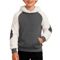 thumbnail image 6 of Tanghaowl Kids Hoodies Child Boys Girls Christmas Long Sleeve Patchwork Hooded Pullover Tops Keep Warm Sweatshirts Clothes Grey 13-14 Years, 6 of 7
