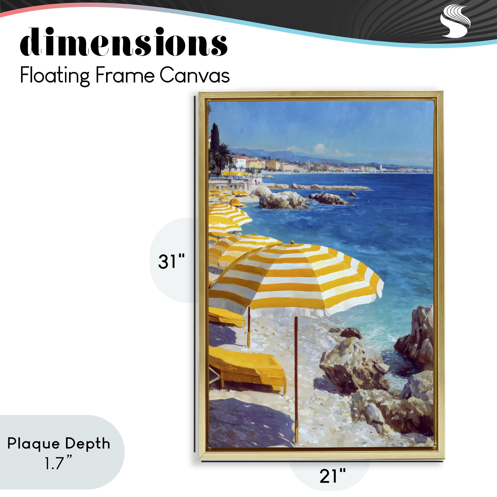 Stupell Industries Sunshine on the Shore Gold Framed Floater Canvas Wall Art, design by Petal Prints Design