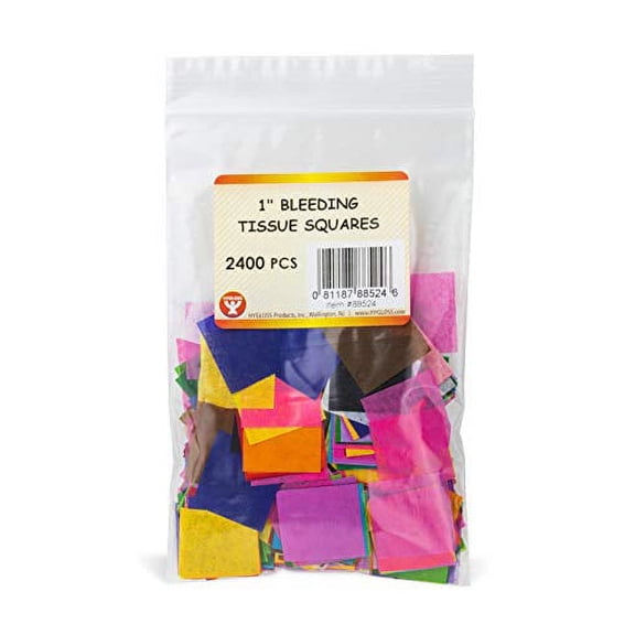 Hygloss Products Bleeding Tissue Paper Squares-1 inch x 1 inch for Arts and Crafts, DIY Projects, and Much More-20 Pieces, 1-Inch, 20 colors - 2400 Count